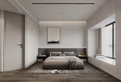 现代高级灰卧室3D模型下载